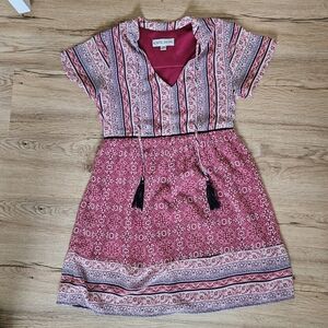 Knox Rose Pink/Red and White Patterned Dress